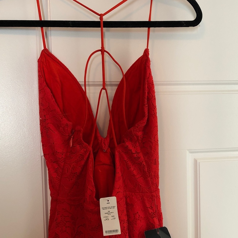 BEBE Red Lace Spaghetti-Strap Dress - Picture 3 of 8